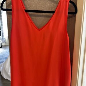 Ann Taylor Bold Orange V-Neck Sleeveless Top